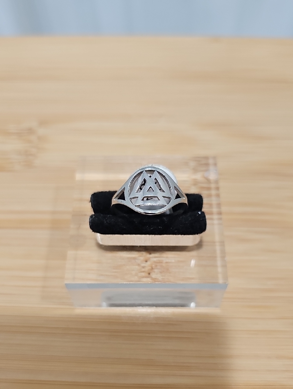 Stainless Steel Geometric Signet Ring - Silver